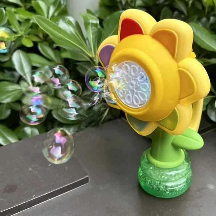 Automatic Flower Bubble Machine with Rotating Lights – Fun Soap Bubble Gun for Kids, Perfect Summer Outdoor Toy Gift - Gear Elevation