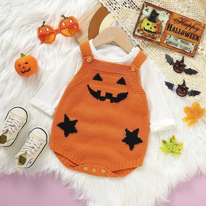 Baby Pumpkin Jumpsuit - Halloween Knit Romper - Gear Elevation