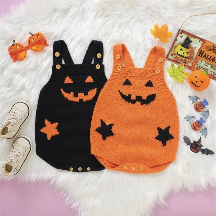 Baby Pumpkin Jumpsuit - Halloween Knit Romper - Gear Elevation