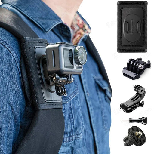 Backpack Strap Mount – Secure & 360° Rotating Adjustable Action Camera Holder - Gear Elevation