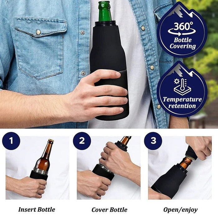 Beer Bottle And Can Cooler With Beer Opener - 3 in 1 Stainless Steel Insulated Bottle for Beer - Gear Elevation