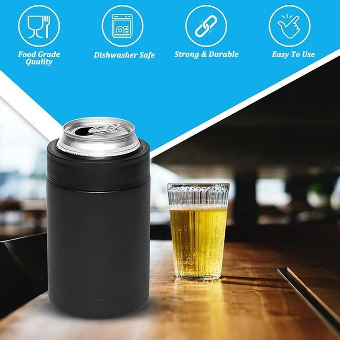 Beer Bottle And Can Cooler With Beer Opener - 3 in 1 Stainless Steel Insulated Bottle for Beer - Gear Elevation