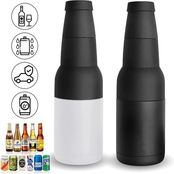 Beer Bottle And Can Cooler With Beer Opener - 3 in 1 Stainless Steel Insulated Bottle for Beer - Gear Elevation