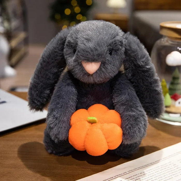 Black Rabbit Pumpkin, Bear and Eggplant Plush Toy – Soft Stuffed Doll with Bear Ears, Perfect for Halloween Trick or Treat Fun - Gear Elevation