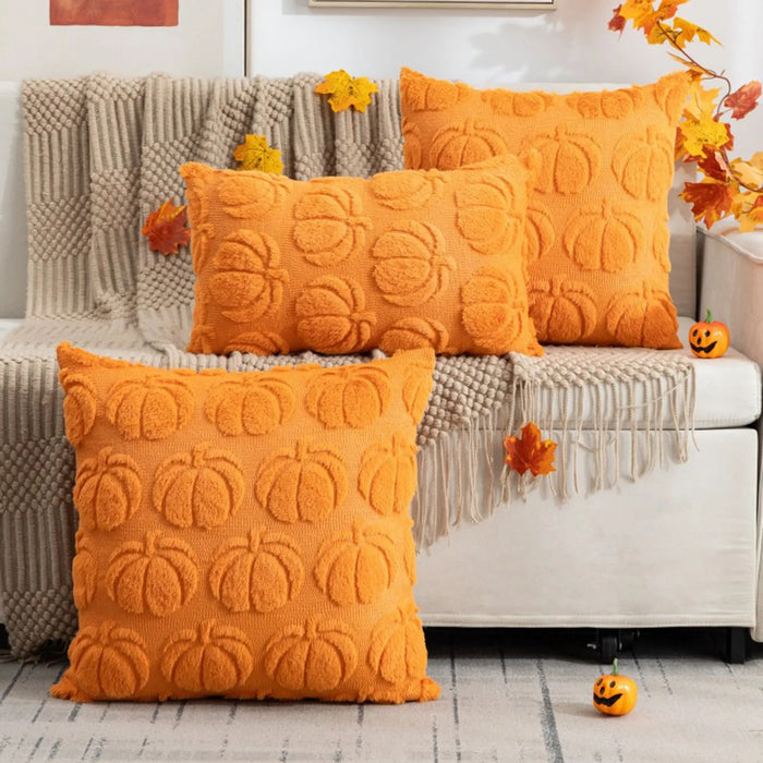 Plush Pumpkin Halloween Sofa Pillow Cover - Fun Holiday Living Room Decoration