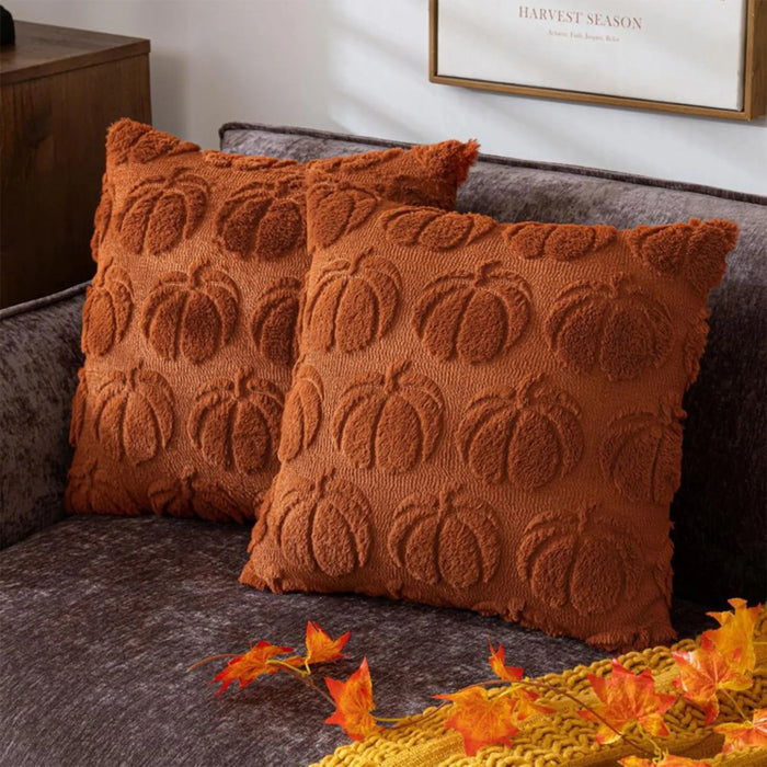 Plush Pumpkin Halloween Sofa Pillow Cover - Fun Holiday Living Room Decoration