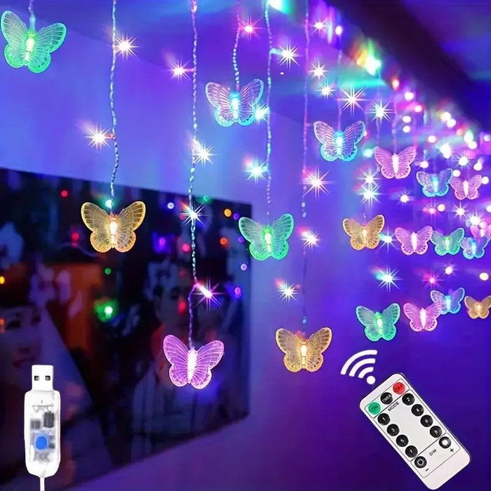 Butterfly LED String Lights – 96 Twinkling LEDs with USB Charger & Remote Control, Perfect for Weddings & Parties - Gear Elevation