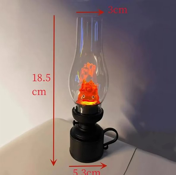 Calcifer Flameless Night Light - Halloween Retro Decorative Candle Light, Cartoon Anime Kerosene Lamp for Bedroom Bedside Table - Gear Elevation