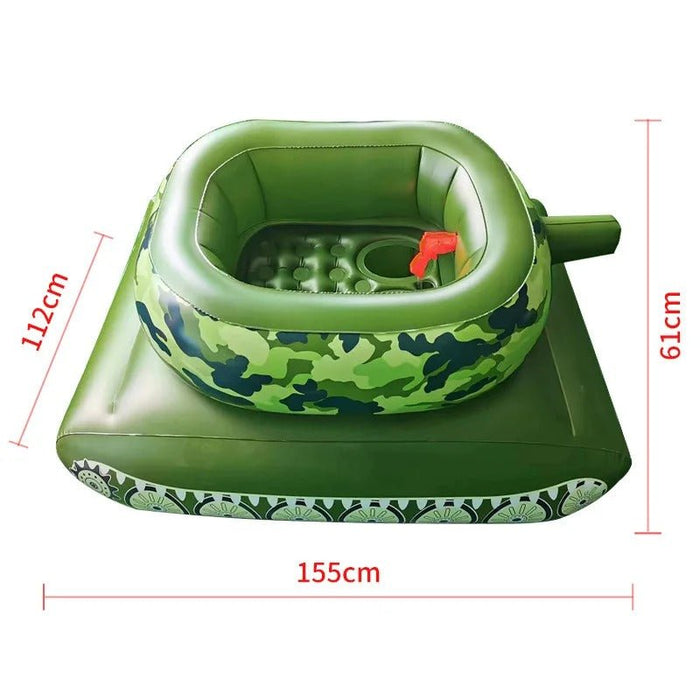 Cartoon Fashion Personality PVC Air Mattress - Inflatable Tank Float with Water Cannon Splash Gun Toy for Kids and Adults - Gear Elevation