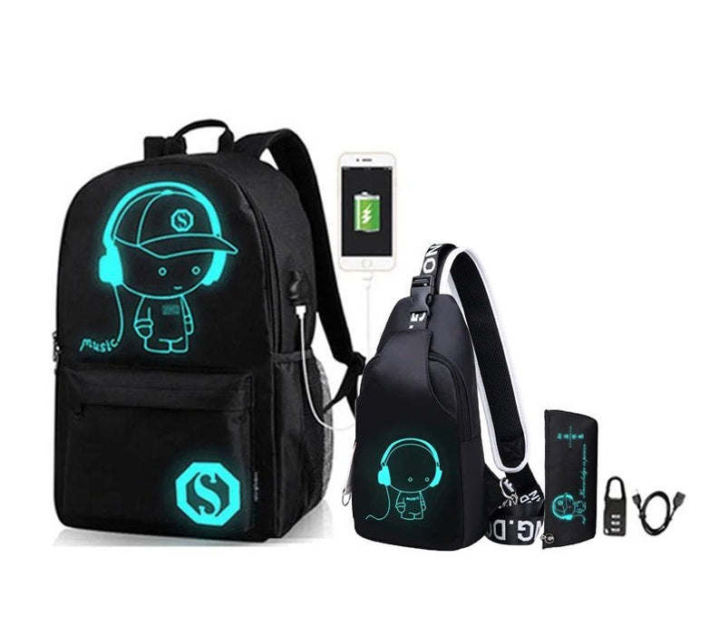 Cartoon - Inspired Luminous School Backpack – Stylish Daypack with USB Charging Port & Secure Lock for Boys and Girls (Under 15.6 inches) - Gear Elevation