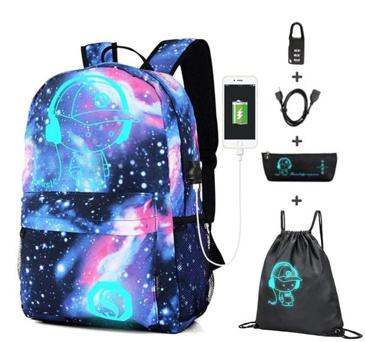 Cartoon - Inspired Luminous School Backpack – Stylish Daypack with USB Charging Port & Secure Lock for Boys and Girls (Under 15.6 inches) - Gear Elevation