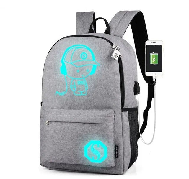 Cartoon - Inspired Luminous School Backpack – Stylish Daypack with USB Charging Port & Secure Lock for Boys and Girls (Under 15.6 inches) - Gear Elevation