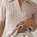 Casual Cable Knit V - Neck Short Sleeve Sweater – Soft Short Sleeve Pullover for Spring/Summer - Gear Elevation