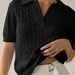 Casual Cable Knit V - Neck Short Sleeve Sweater – Soft Short Sleeve Pullover for Spring/Summer - Gear Elevation