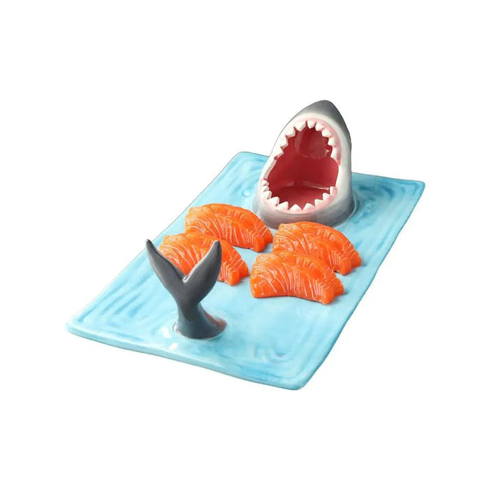 Ceramic Shark Sushi Plate – Shark - Shaped Rectangle Board for Desserts, Cheese, and Snacks - Gear Elevation