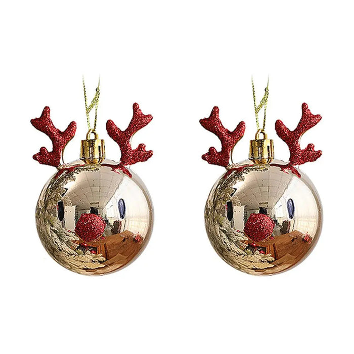 Red Christmas Ornament Balls with Charming Elk Scene – Festive Tree Pendants for Holiday Magic