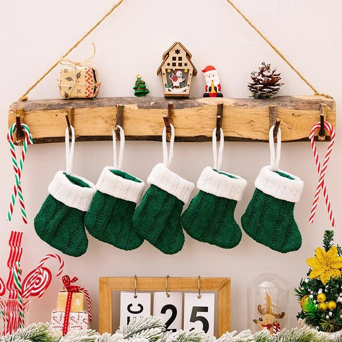 Charming Knitted Mini Christmas Socks – Red & Green Hanging Stockings for Festive Home, Party, & Table Décor - Gear Elevation