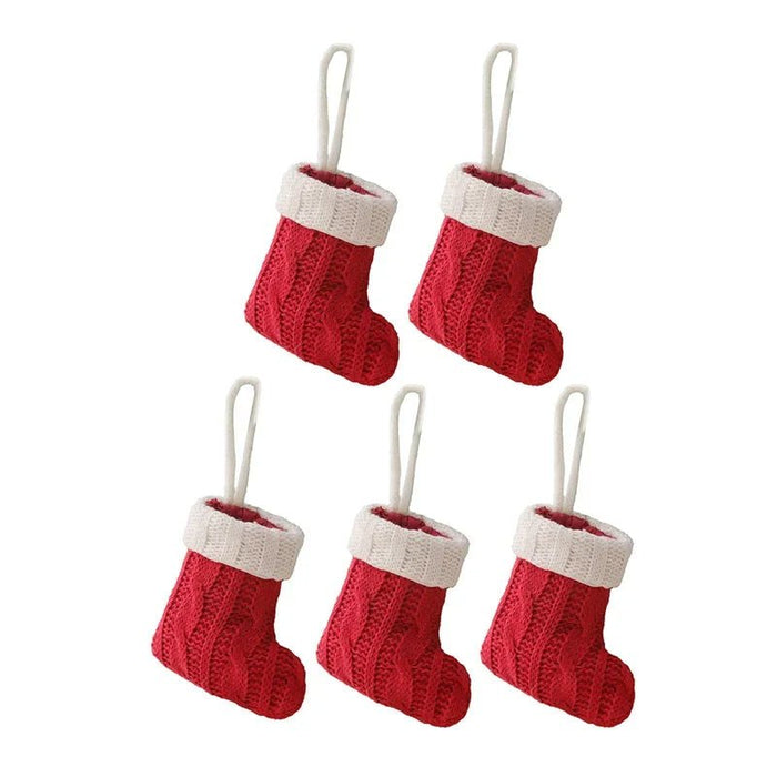 Charming Knitted Mini Christmas Socks – Red & Green Hanging Stockings for Festive Home, Party, & Table Décor - Gear Elevation