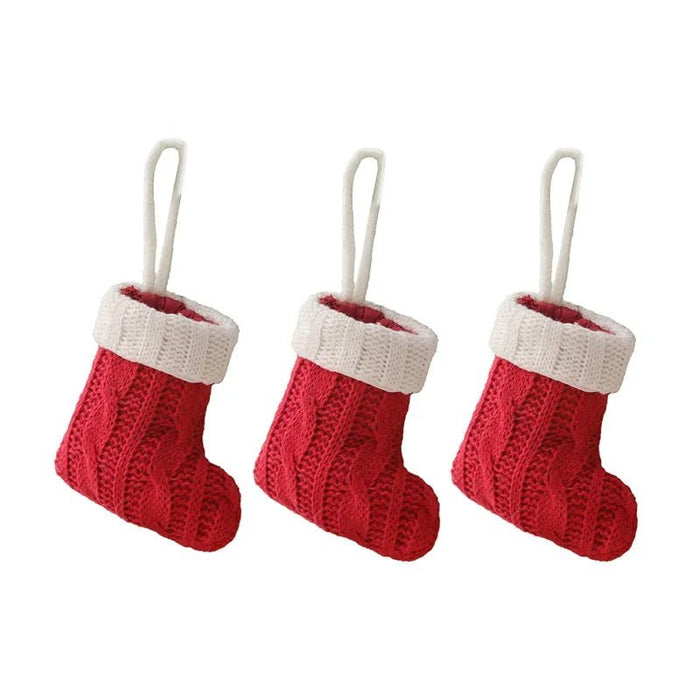 Charming Knitted Mini Christmas Socks – Red & Green Hanging Stockings for Festive Home, Party, & Table Décor - Gear Elevation