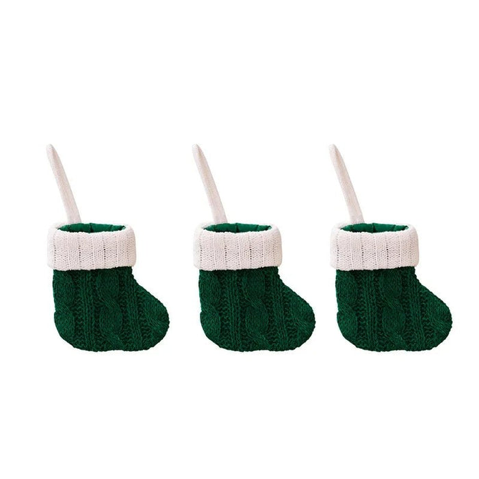 Charming Knitted Mini Christmas Socks – Red & Green Hanging Stockings for Festive Home, Party, & Table Décor - Gear Elevation