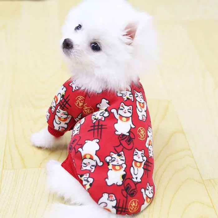 Chic and Adorable Puppy & Cat Apparel – Stylish Cartoon Print Dog Clothes for Small Breeds - Gear Elevation