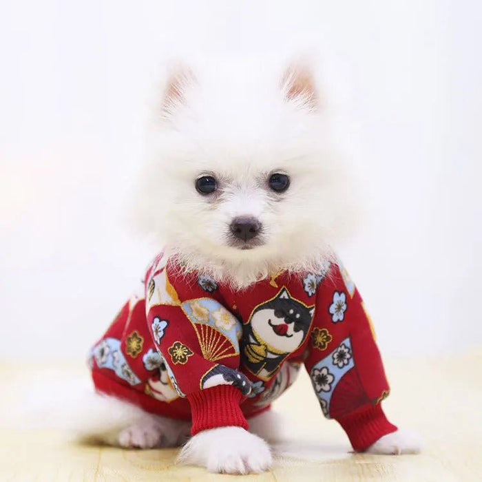 Chic and Adorable Puppy & Cat Apparel – Stylish Cartoon Print Dog Clothes for Small Breeds - Gear Elevation