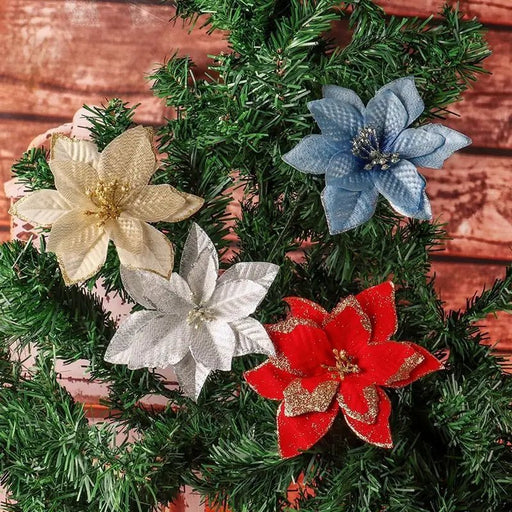 Christmas Artificial Poinsettia Flower Heads Tree Pendants – Beautifully Crafted Artificial Poinsettia Flower Ornaments for a Stunning Holiday Home Makeover! - Gear Elevation