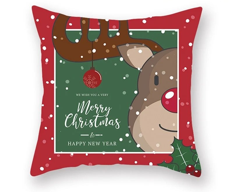 Christmas Cushion Cover – Festive Santa & Elk Design for Holiday Decor & Perfect New Year Gift! - Gear Elevation