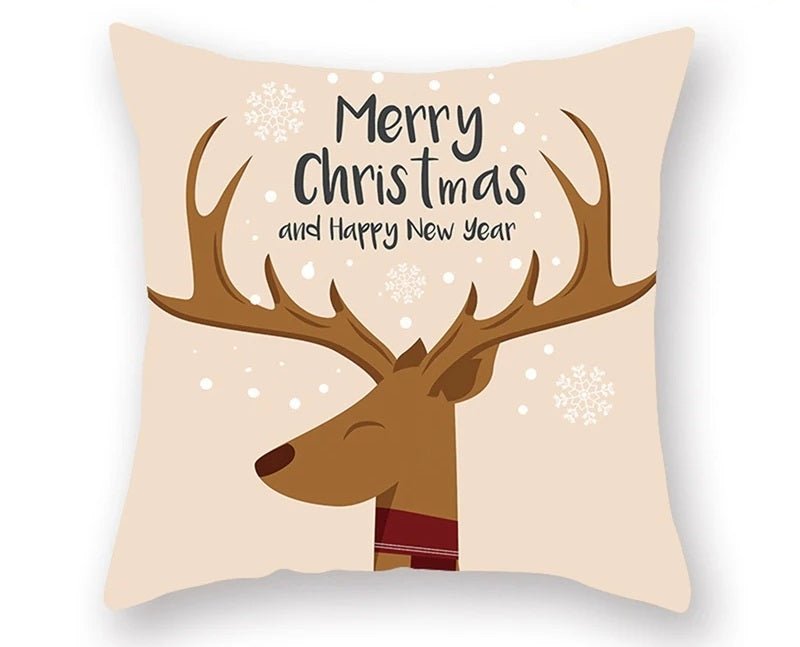 Christmas Cushion Cover – Festive Santa & Elk Design for Holiday Decor & Perfect New Year Gift! - Gear Elevation