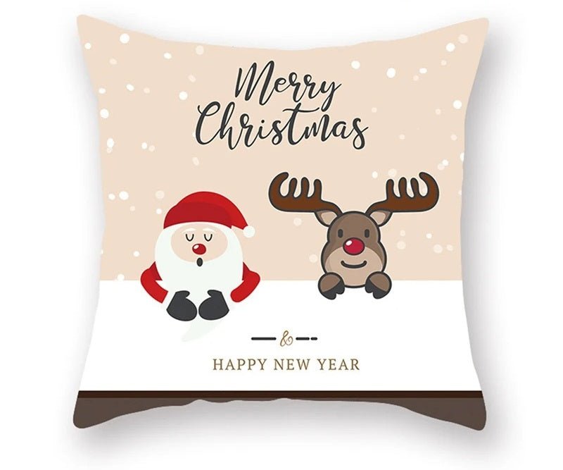 Christmas Cushion Cover – Festive Santa & Elk Design for Holiday Decor & Perfect New Year Gift! - Gear Elevation