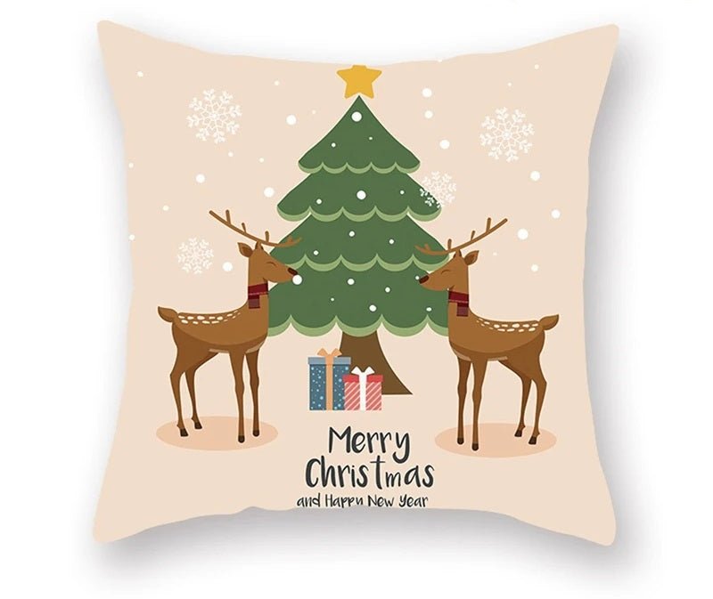 Christmas Cushion Cover – Festive Santa & Elk Design for Holiday Decor & Perfect New Year Gift! - Gear Elevation