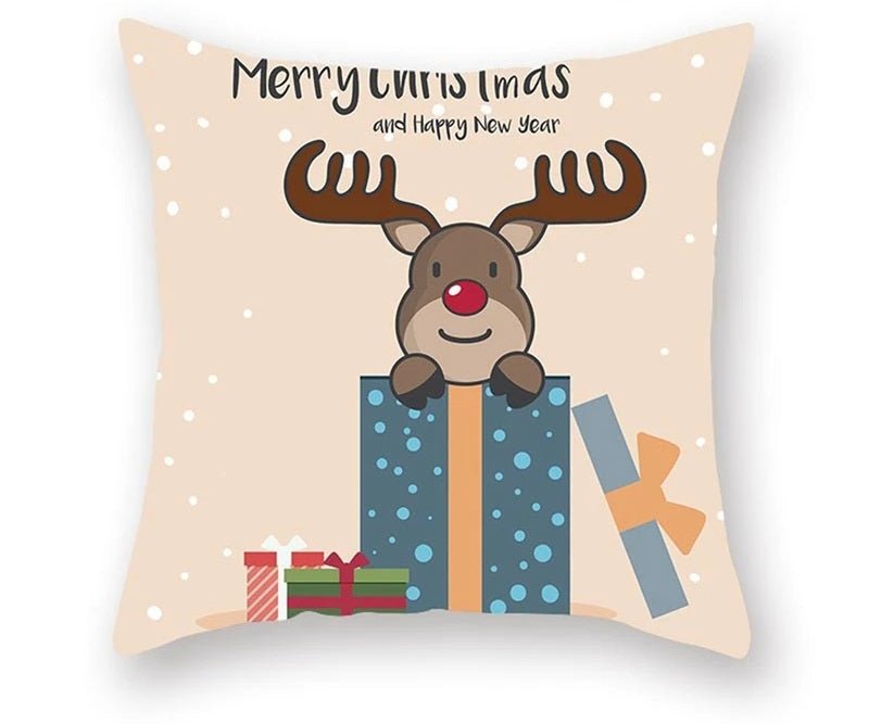 Christmas Cushion Cover – Festive Santa & Elk Design for Holiday Decor & Perfect New Year Gift! - Gear Elevation