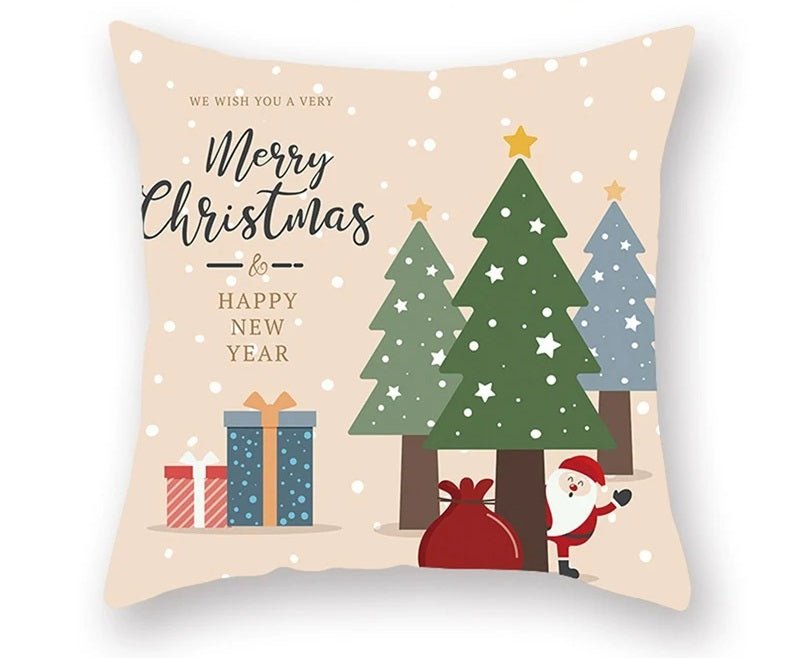 Christmas Cushion Cover – Festive Santa & Elk Design for Holiday Decor & Perfect New Year Gift! - Gear Elevation