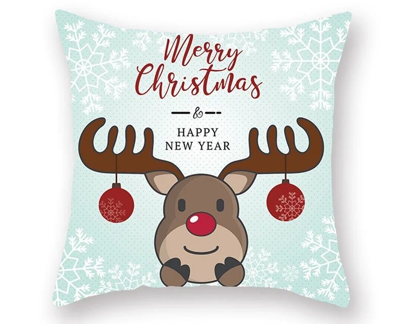 Christmas Cushion Cover – Festive Santa & Elk Design for Holiday Decor & Perfect New Year Gift! - Gear Elevation