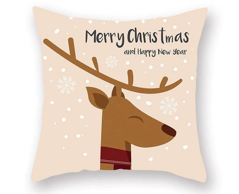 Christmas Cushion Cover – Festive Santa & Elk Design for Holiday Decor & Perfect New Year Gift! - Gear Elevation