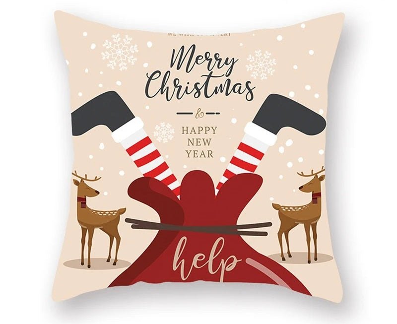 Christmas Cushion Cover – Festive Santa & Elk Design for Holiday Decor & Perfect New Year Gift! - Gear Elevation