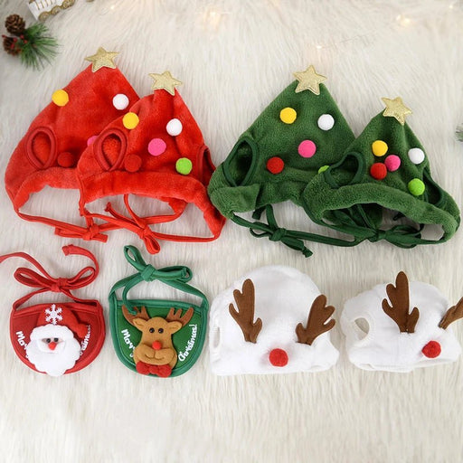 Christmas Hat & Bib Set for Pets – Festive Costume Accessories for Dogs and Cats - Gear Elevation