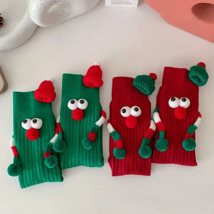 Christmas Holding Hands Socks - Elastic Cartoon Socks Perfect Funny Holiday Gift for Winter! - Gear Elevation