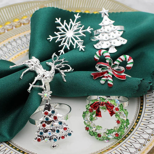 Christmas Napkin Rings – Sparkling Deer & Tree Wreath Holders for Festive Weddings & Holiday Table Decor - Gear Elevation