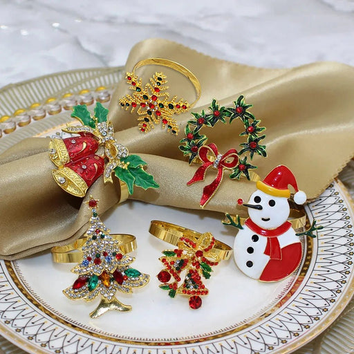 Christmas Napkin Rings – Sparkling Deer & Tree Wreath Holders for Festive Weddings & Holiday Table Decor - Gear Elevation