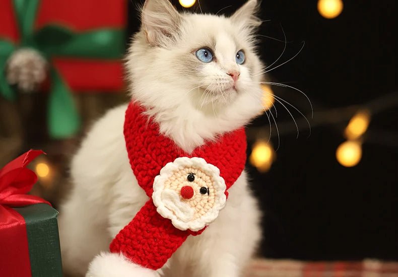 Christmas Pet Scarf & Hat – Adorable Red Scarf for Kittens & Puppies, Perfect Holiday Gift & Festive Accessory - Gear Elevation