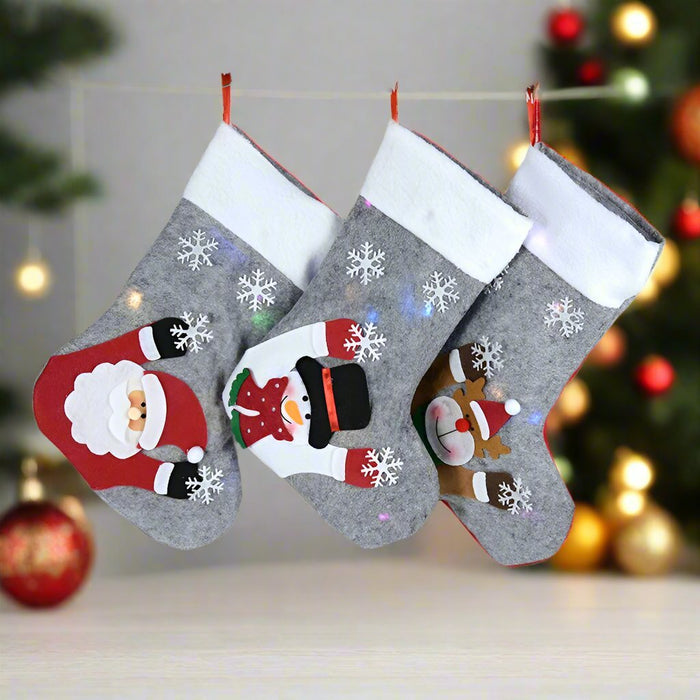 Christmas Stockings with LED Lights - Snowman, Santa, Elk, and Bear Designs Perfect for Adding Festive Cheer to Your Fireplace or Christmas Tree! - Gear Elevation