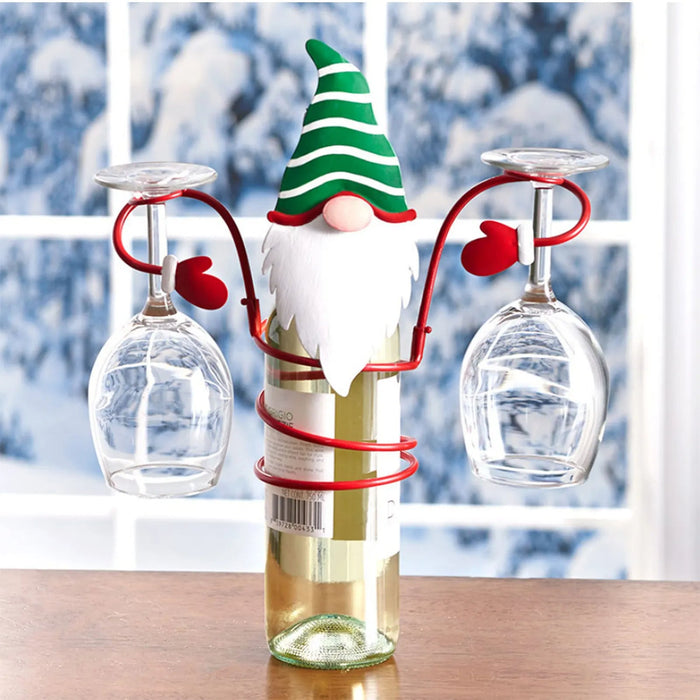 Christmas Wine Bottle & Glass Holder – Unique Decorative Storage Rack for Holiday Home & Kitchen Charm - Gear Elevation