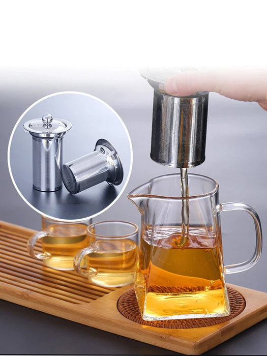 Clear Glass Teapot with Infuser – Heat - Resistant Square Kettle for Flower & Herbal Teas, Perfect Teaware for Every Sip - Gear Elevation