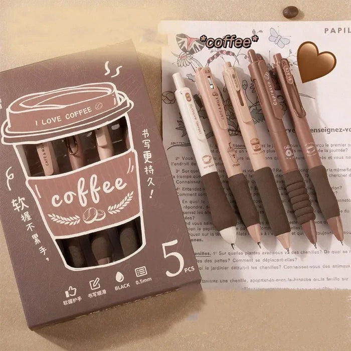 Coffee Time Gel Pens & Highlighter Set – 0.5mm Ballpoint & Rich Coffee Markers for Effortless Writing - Gear Elevation