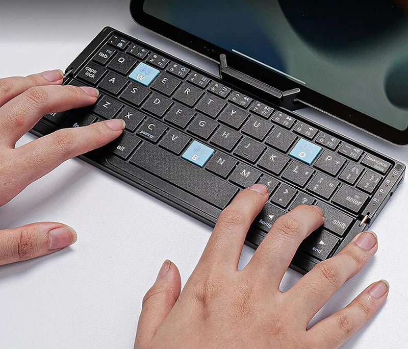 Compact & Foldable Bluetooth Mini Keyboard with Stand – Rechargeable Mini Wireless Keyboard for Phones & Tablets, Perfect for On - the - Go - Gear Elevation