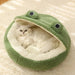 Cozy Frog - Themed Cat Bed – Plush Semi - Enclosed Nest for Cats & Small Dogs, Perfect for Snuggly Autumn and Winter Comfort - Gear Elevation