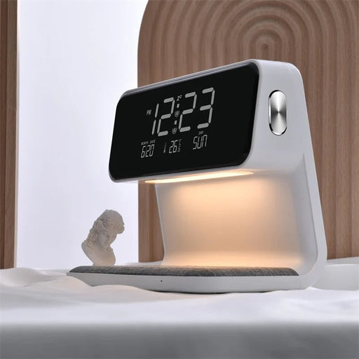 Creative 3 - in - 1 Bedside Lamp – Wireless Phone Charger & Smart Alarm with LCD Display for a Sleek, All - in - One Nightstand Upgrade! - Gear Elevation