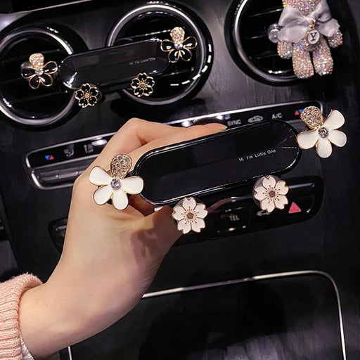 Crystal Flower Car Phone Holder – Sparkling Gravity Car Holder for iPhone, Samsung & More - Gear Elevation