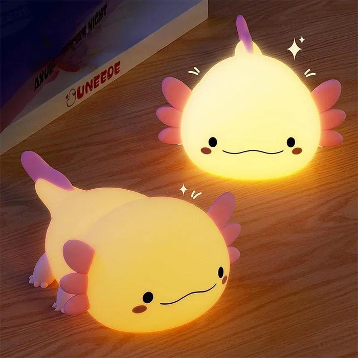 Cute Axolotl Night Lamp – Soft Silicone Touch Lamp, USB Rechargeable for Kids' Nursery - Gear Elevation